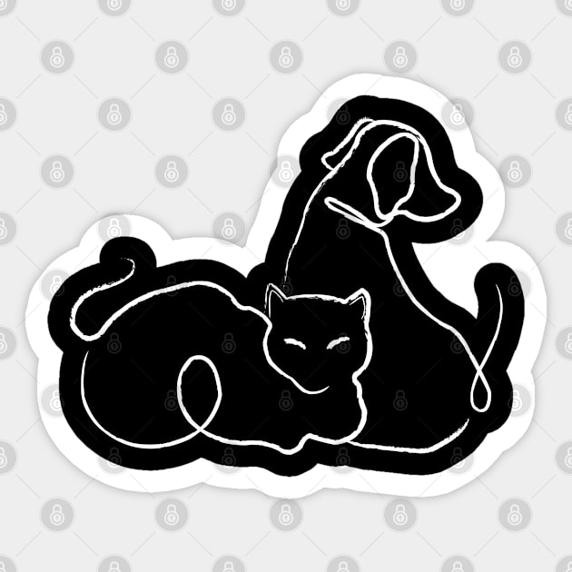 Cat and Dog Sticker by DickinsonDesign